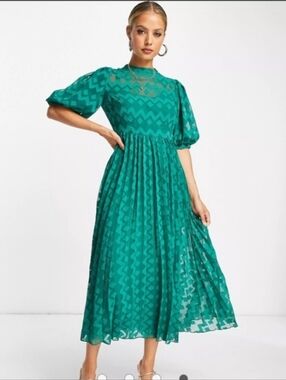 ASOS Chevron Puff Sleeve Dress
